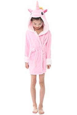 YAOMEI Kinder Morgenmantel Bademäntel Einhorn Kapuzenpullover Jungen Mädchen Kigurumi Karikatur Nachtwäsche Nachthemd Schlafanzug (120 für Kinder Höhe 110-120CM (43 "-47"), A-Pink Einhorn) von YAOMEI