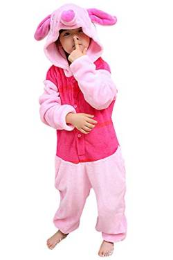 YAOMEI Kinder Unisex Jumpsuits, 2018 Kostüm Tier Onesie Nachthemd Schlafanzug Kapuzenpullover Nachtwäsche Cosplay Kigurum Fastnachtskostuem Weihnachten Halloween (110-120CM(43''-47''), Piglet) von YAOMEI