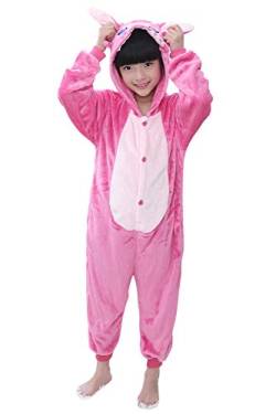 YAOMEI Kinder Unisex Jumpsuits, 2018 Kostüm Tier Onesie Nachthemd Schlafanzug Kapuzenpullover Nachtwäsche Cosplay Kigurum Fastnachtskostuem Weihnachten Halloween (110-120CM(43''-47''), PinkStitch) von YAOMEI