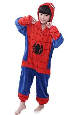 YAOMEI Kinder Unisex Jumpsuits, 2018 Kostüm Tier Onesie Nachthemd Schlafanzug Kapuzenpullover Nachtwäsche Cosplay Kigurum Fastnachtskostuem Weihnachten Halloween (110-120CM(43''-47''), Spider-Man) von YAOMEI