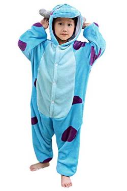 YAOMEI Kinder Unisex Jumpsuits, 2018 Kostüm Tier Onesie Nachthemd Schlafanzug Kapuzenpullover Nachtwäsche Cosplay Kigurum Fastnachtskostuem Weihnachten Halloween (110-120CM(43''-47''), Sullivan) von YAOMEI