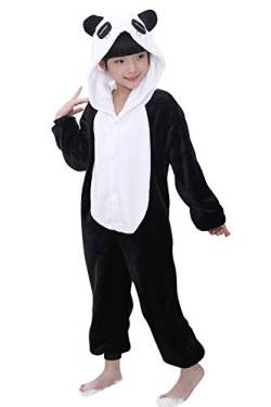 YAOMEI Kinder Unisex Jumpsuits, 2018 Kostüm Tier Onesie Nachthemd Schlafanzug Kapuzenpullover Nachtwäsche Cosplay Kigurum Fastnachtskostuem Weihnachten Halloween (120-130CM(47''-51''), Panda) von YAOMEI