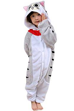 YAOMEI Kinder Unisex Jumpsuits, 2018 Kostüm Tier Onesie Nachthemd Schlafanzug Kapuzenpullover Nachtwäsche Cosplay Kigurum Fastnachtskostuem Weihnachten Halloween (90-100CM(35''-39''), Cat) von YAOMEI