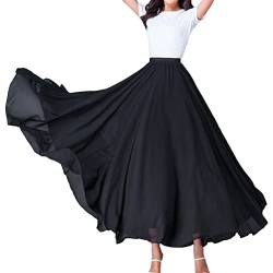 Damen 720-Grad Doppelschicht Elegant Chiffon Lang Ballett Rock Großer Swing Maxirock Einfacher Strandrock Flamenco Rock Tanzender Ballsaal Walzer Bauchtanz Performance Praxis Röcke C XL von YAOTT