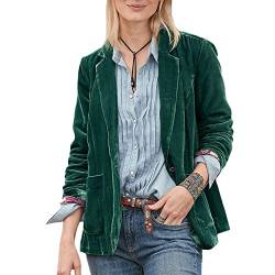 Damen Velvet Blazer Jacke Langarm Blazer Sakko Einfarbig Slim Fit Revers Geschäft Büro Jacke Kurz Mantel Samt Anzüge Elegant Blazerjacke mit Tasche und Knöpfe Farbe E M von YAOTT