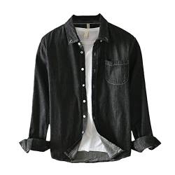 Jeanshemd Herren Denim Shirt Langarmhemd Cowboy-Style Freizeithemd Männer Hemdjacke aus Baumwolle Langarm Vintage Hemd mit Brusttasche 3XL von YAOTT