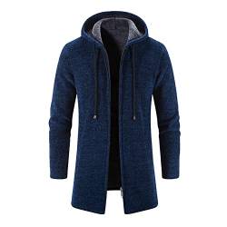 Mantel Herren Kapuze Wintermantel Slim Fit Herrenmantel Winter Business Mantel Trenchcoat Männer Strickjacke mit Kapuze Lang Warm Gefüttert Cardigan Grobstrick Kapuzenjacke Winterjacke Farbe A S von YAOTT