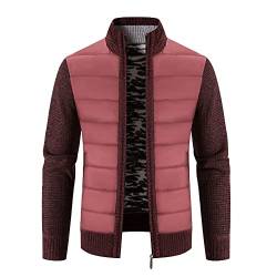 Strickjacke Herren Fleecejacke Sweatjacke mit Reißverschluss Gestrickt Cardigan Stehkragen Pullover Herren Wintermantel Fleece Gefütterte Winter Übergangsjacke Freizeit Strick Winterjacke Farbe D L von YAOTT