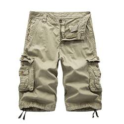 YAOTT Classics Shorts Herren Kurze Hosen Baumwolle Sommer Vintage Bermuda Shorts Outdoor Casual Multi Taschen Cargo Shorts Männer Arbeitsshorts Kurze Cargohose Wanderhose Anglerhose 8XL von YAOTT