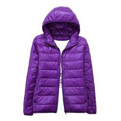 YAOTT Damen Jacke Steppjacke Übergangsjacke Gesteppt Leichte Daunenjacke Mit Kapuze Violett 2XL von YAOTT