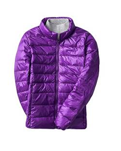 YAOTT Damen Stehkragen Komprimierbare isolierte Daunenjacke Puffermantel Winddichte Steppjacke Wattierte Übergangsjacke Kurze Verstaubare Leichte Steppjacke Violett XL von YAOTT