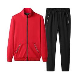 YAOTT Einfarbiger Basic Sportanzug für Herren 2-Teiliges Set Trainingsanzug Jogginganzug Männer Langarm Jogging Anzug Reißverschluss Sweatjacke+Fitness Sporthose Übergröße Freizeitanzug von YAOTT