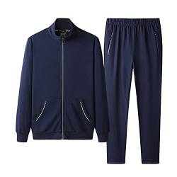 YAOTT Einfarbiger Basic Sportanzug für Herren 2-Teiliges Set Trainingsanzug Jogginganzug Männer Langarm Jogging Anzug Reißverschluss Sweatjacke+Fitness Sporthose Übergröße Freizeitanzug von YAOTT