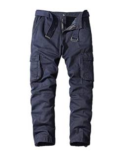 YAOTT Herren Baumwollhose Freizeithose Wanderhose Trekkinghose Outdoorhose Chino Cargohose Jogginghose Haremshose mit Mehreren Taschen Taktische Hose Armeekampf Stretchhose Dunkelblau 30W von YAOTT