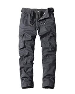 YAOTT Herren Baumwollhose Freizeithose Wanderhose Trekkinghose Outdoorhose Chino Cargohose Jogginghose Haremshose mit Mehreren Taschen Taktische Hose Armeekampf Stretchhose Dunkelgrau 30W von YAOTT