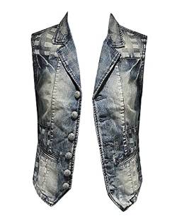 YAOTT Herren Beiläufige Vintage Stickerei Tide Weste aus Denim Lässige Bikerweste Weste Cowboy ärmellose Oberbekleidung Gilets Jean Jackenoberteil Jeansweste Slim Fit Jahrgang XXL von YAOTT