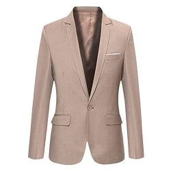 YAOTT Herren Business Casual Anzugjacke Slim Fit Knopfverschluss Blazer Mit Taschen Modern Freizeit Leichte Jackett Elegantes Retro Revers Anzugjacke,Khaki,XXL von YAOTT