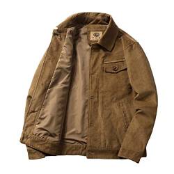 YAOTT Herren Dünne Cordjacke Leicht Jacke Frühling Herbst Übergangsjacke Cordmantel Männer Retro Cargo Jacke Outdoorjacke Freizeitjacke Modische Knöpfe Casual Jacke Mantel mit Taschen Kaffee 4XL von YAOTT