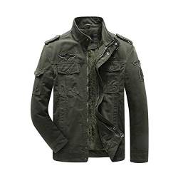 YAOTT Herren Fleece Gefüttert Winterjacke Militär Cargo Jacke Baumwolle Warme Herbst Winter Outdoor Jacke Mantel Bomberjacke mit Stehkragen Olivgrün M von YAOTT