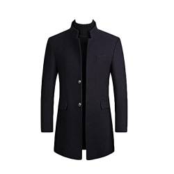 YAOTT Herren Formelle Kleidung Kurzmantel Erbsenmantel Wollmantel Stehkragen Wintermantel Business Freizeit Lange Jacke Slim Fit Windjacke Beiläufig Parka Einreihiger Blazer 11Marine-JH S von YAOTT