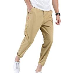 YAOTT Herren Slim Fit Chinohose Stretch Chino Hose Lange Sportliche Regular Fit Hose Moderne Bequeme Freizeithose Männer Cargohose aus Baumwolle Wanderhose Outdoorhose Cargo Hose für Männer Khaki 6XL von YAOTT