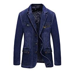 YAOTT Herren Slim Fit Denim Sakko Sportlich Blazer Jackett Business Freizeit 3 Knöpfe Anzugsjacke Mehrere Taschen Denim Blazer Frühling Herbst Anzug Jacke Männer Jeansjacke Mantel Elegant Hellblau L von YAOTT