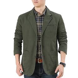 YAOTT Sakko Herren Sportlich Slim Fit Modern Freizeit Jackett Männer Casual Blazer Anzugjacke Sportsakko Frühling Sommer Freizeitjacke Baumwoll Jacke Mantel Used Look Grün M von YAOTT