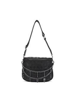 YAQUNICER Schädel geprägte Kette Umhängetasche für Frauen Punk Handtasche Crossbody Taschen Geldbörse-Schwarz von YAQUNICER