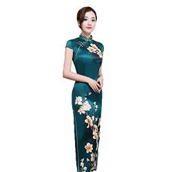 YAROVA Damen Cheongsam Kleid - Chinesische Traditionelle Cheongsam Sommer Kurzarm China Stil Retro Mädchen Modern Verbesserte Qipao Abend Brautkleid Mode Elegante Kleidung, Grün, M von YAROVA