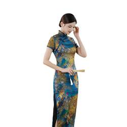 YAROVA Damen Cheongsam Kleid - Mode Sommer Kurzarm Lange Traditionelle Chinesische Kleidung Frauen Elegant Schlank Cheongsam Qipao Party Hochzeit Retro Junge Kleidung, Grün, M von YAROVA