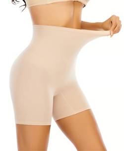 YARRCO Bauchweg Unterhose Damen Leicht Formende Shapewear Nahtlose Miederhose Hohe Taille Body Shaper Miederpants (Beige-Schwachformen, 3XL) von YARRCO