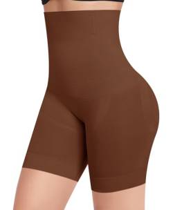 YARRCO Bauchweg Unterhose Damen Shapewear Miederhose Body Shaper Miederpants Hohe Taille Leggings Figurformende Unterwäsche (Dunkelbraun, XL) von YARRCO