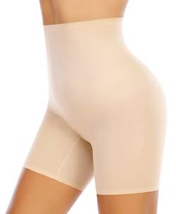 YARRCO Bauchweg Unterhose Damen Shapewear Miederhose Hohe Taille Figurformende Unterwäsche Leggings Miederpants (Beige-Leichtformen, 3XL) von YARRCO