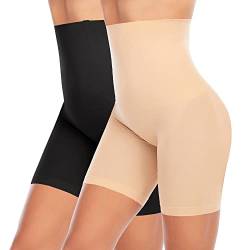YARRCO Bauchweg Unterhose Damen Shapewear Miederhose Hohe Taille Figurformende Unterwäsche Leggings Miederpants (Schwarz+Beige, S) von YARRCO