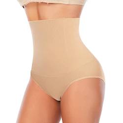 YARRCO Bauchweg Unterhose Damen Shapewear Miederhose Hohe Taille Miederslips Body Shaper Figurformende Unterwäsche (Beige, 2XL) von YARRCO
