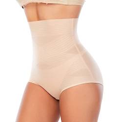 YARRCO Bauchweg Unterhose Damen Shapewear Miederhose Hohe Taille Miederslips Body Shaper Figurformende Unterwäsche (Beige, S) von YARRCO