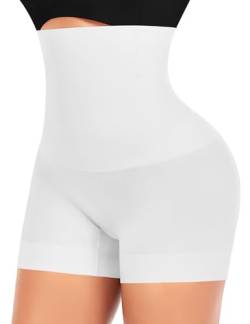 YARRCO Bauchweg Unterhose Damen Shapewear Nahtlose Miederhhose Hohe Taille Kurze Miederpants Body Shaper Leggings Figurformende Unterwäsche (Weiß, M) von YARRCO