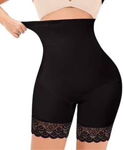 YARRCO Bauchweg Unterhose Damen Shapewear Spitze Miederhose Hohe Taille Figurformende Unterwäsche Leggings Body Shaper Miederpants (Schwarz, L) von YARRCO