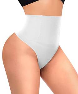 YARRCO Damen Bauchweg String Tanga Shapewear Unterhose Slips Shaper Miederslips Figurformende Unterwäsche (Weiß, XL) von YARRCO