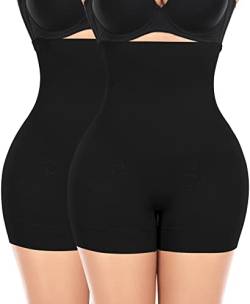 YARRCO Damen Bauchweg Unterhose Shapewear Nahtlose Miederhhose Hohe Taille Kurze Miederpants Body Shaper Unterwäsche (Schwarz+Schwarz+Bauchweg, M) von YARRCO