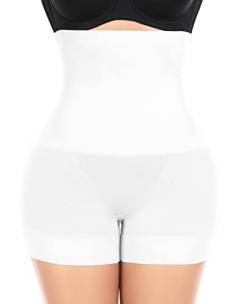 YARRCO Damen Bauchweg Unterhose Shapewear Nahtlose Miederhhose Hohe Taille Kurze Miederpants Body Shaper Unterwäsche (Weiß, L) von YARRCO