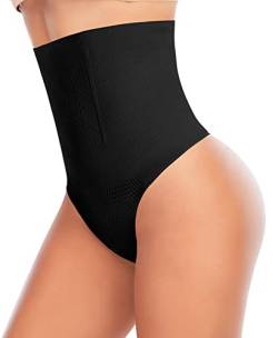 YARRCO Damen Bauchweg Unterhose Slips String Tanga Shapewear Hohe Taille Miederhose Body Shaper Miederslips Figurformende Unterwäsche (Schwarz-Hohe Taille, S) von YARRCO