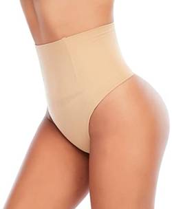 YARRCO Damen Bauchweg Unterhose Slips String Tanga Shapewear Miederhose Body Shaper Miederslips Figurformende Unterwäsche (Beige, 2XL) von YARRCO