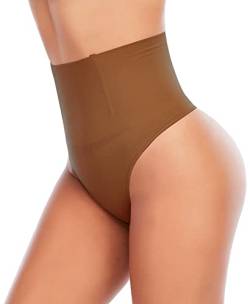 YARRCO Damen Bauchweg Unterhose Slips String Tanga Shapewear Miederhose Body Shaper Miederslips Figurformende Unterwäsche (Braun, 3XL) von YARRCO