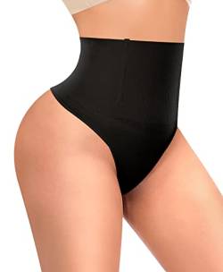 YARRCO Damen Bauchweg Unterhose Slips String Tanga Shapewear Miederhose Body Shaper Miederslips Figurformende Unterwäsche (Schwarz, L) von YARRCO