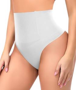 YARRCO Damen Bauchweg Unterhose Slips String Tanga Shapewear Miederhose Body Shaper Miederslips Figurformende Unterwäsche (Weiß, L) von YARRCO