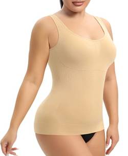 YARRCO Damen Shape Unterhemd Bauchweg Hemdchen Shapewear Trägertop Shaping BH Hemd Formendes Top Body Shaper Nahtloses Figurformendes Tanktop (Beige, XL) von YARRCO