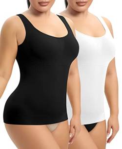 YARRCO Damen Shape Unterhemd Bauchweg Hemdchen Shapewear Trägertop Shaping BH Hemd Formendes Top Body Shaper Nahtloses Figurformendes Tanktop (Schwarz+weiß, L) von YARRCO