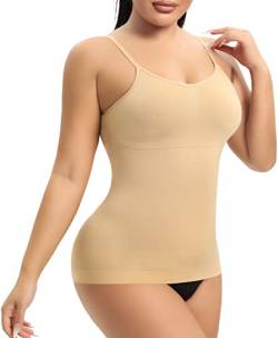 YARRCO Damen Shape Unterhemd Bauchweg Hemdchen Shapewear Trägertop Spaghettiträger Shaping BH Hemd Formendes Top Body Shaper Nahtloses Figurformendes Tanktop (Beige, 3XL) von YARRCO