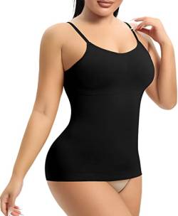 YARRCO Damen Shape Unterhemd Bauchweg Hemdchen Shapewear Trägertop Spaghettiträger Shaping BH Hemd Formendes Top Body Shaper Nahtloses Figurformendes Tanktop (Schwarz, 3XL) von YARRCO